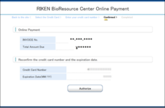 important clarity Tragic Credit card payment for bioresources | RIKEN BioResource Research Center